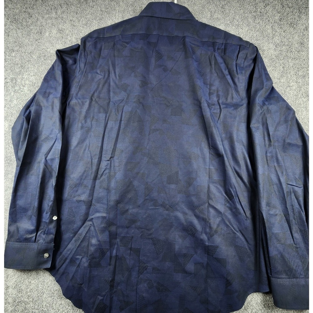 Calvin Klein Mens Slim Fit Performance Non Iron Dress Shirt 17.5 36/37 Navy Blue - Picture 7 of 7